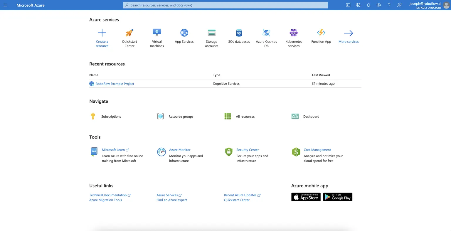 Example Custom Vision project in Microsoft Azure