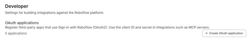 Developer settings with OAuth applications